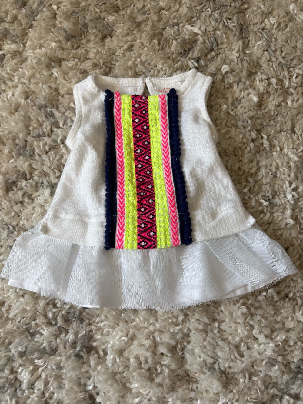 NWOT Cat & Jack White Dress & Bloomers with Multicolor Trim